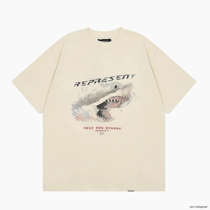 Represent Shark Print Vintage Beige T-Shirt