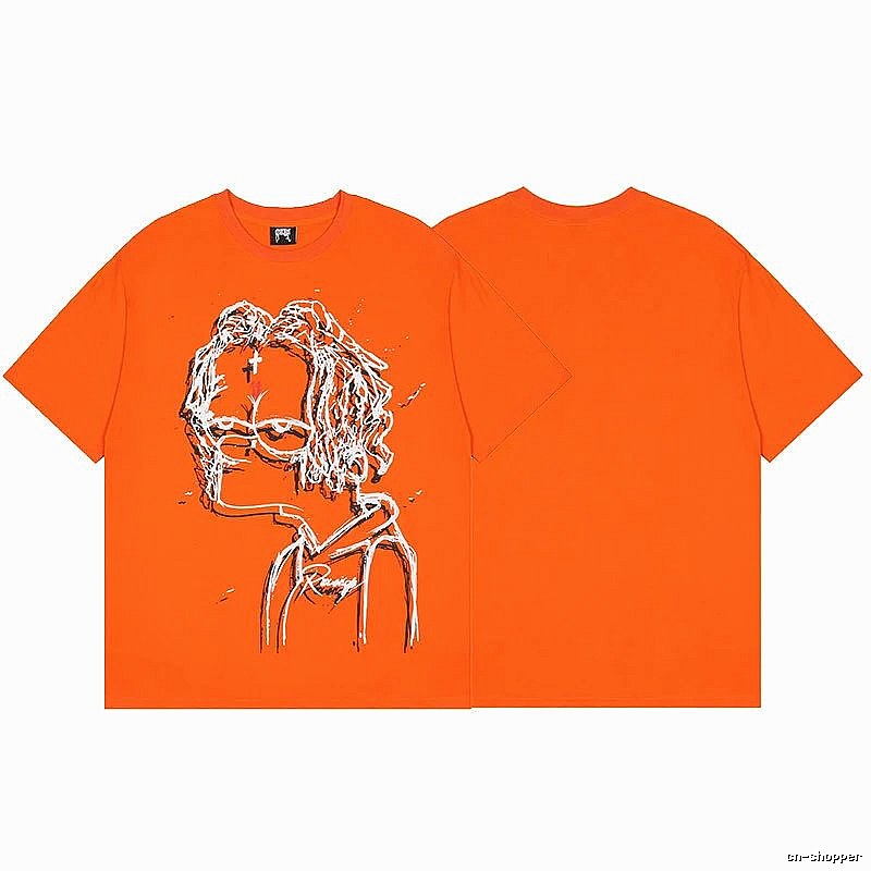 Revenge Orange Skull Graphic T-Shirt Color Pop