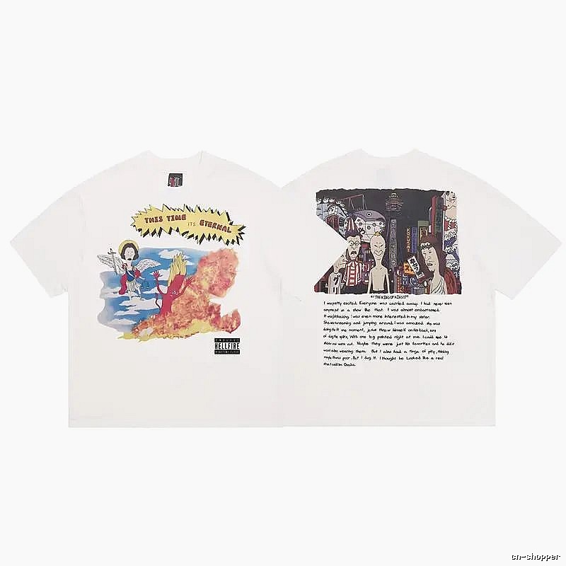 SAINT Comic Print Street Style White T-Shirt