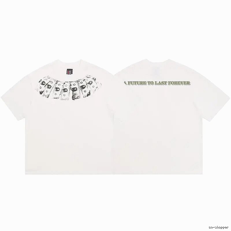 SAINT Dollar Bill Print Street Style White T-Shirt
