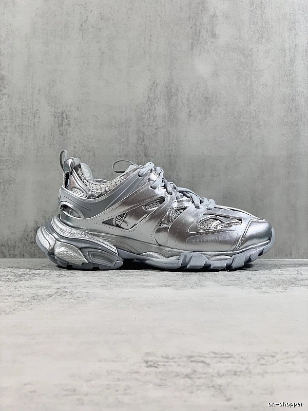 Silver Runner Sneaker by Balenciaga with Silver Layered Runner Side Profile