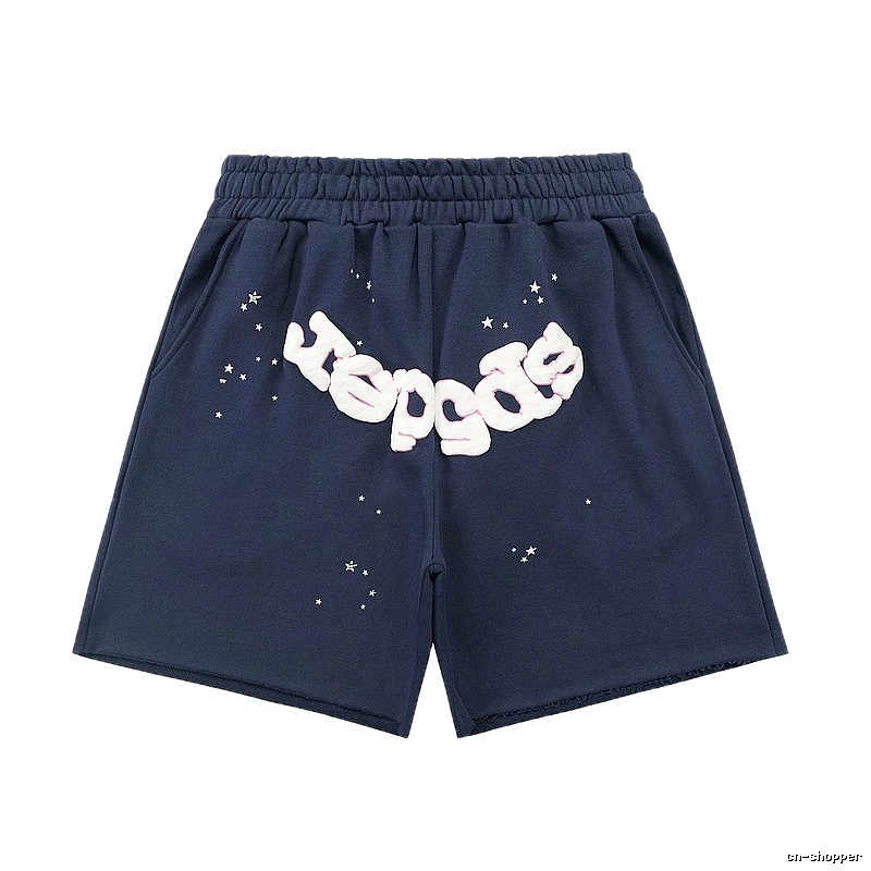 Sp5der Star Print Shorts (Navy Blue)