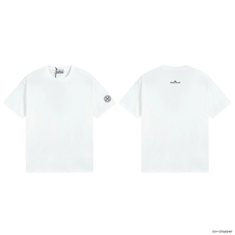 Stone Island Badge Minimalist Style White Short-sleeve T-shirt