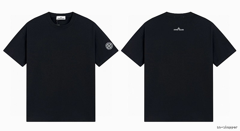 Stone Island Badge Techwear Style Black Short Sleeve T-Shirt