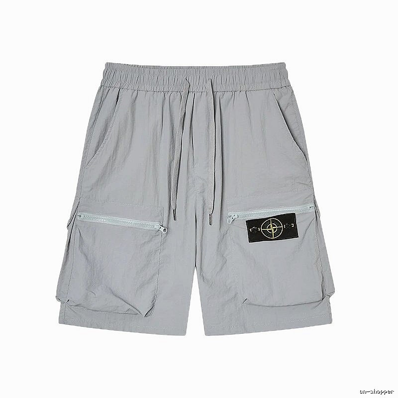 Stone Island Compass Badge Workwear Style Light Grey Shorts