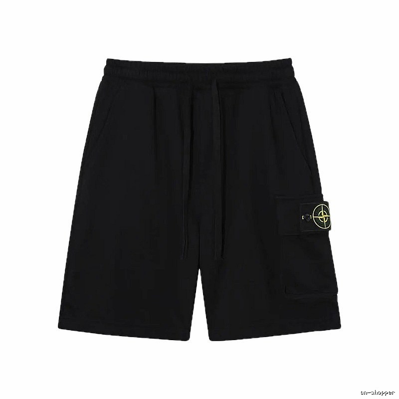 Stone Island Compass Logo Workwear Style Black Shorts