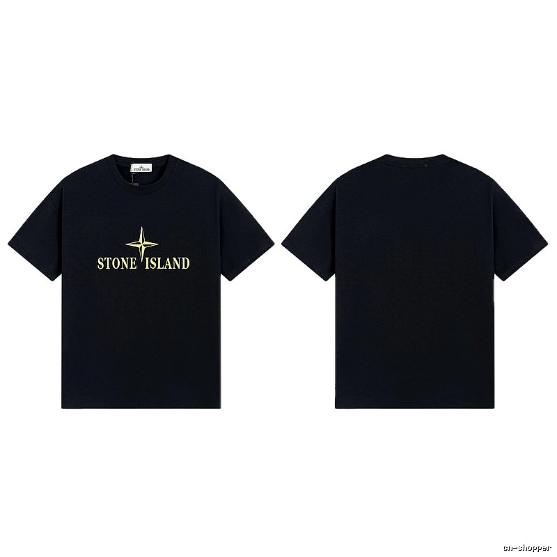 Stone Island Compass Print Street Style Black T-Shirt