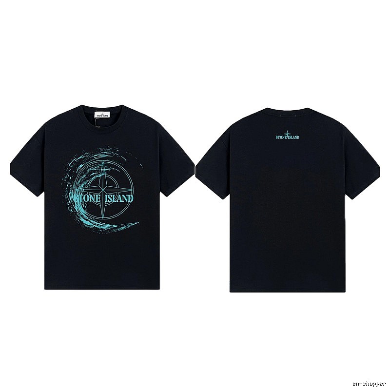 Stone Island Compass Print Street Style Black T-Shirt