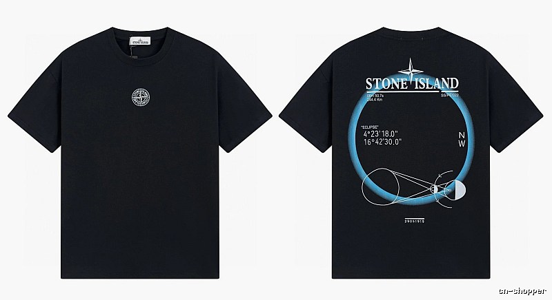 Stone Island Eclipse Collection Techwear Style Black Short-sleeve T-shirt