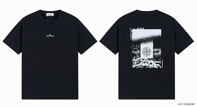 Stone Island Printed Functional Style Black Short Sleeve T-Shirt