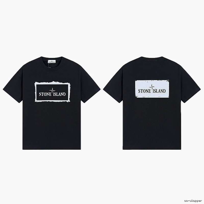 Stone Island Printed Street Style Black T-Shirt
