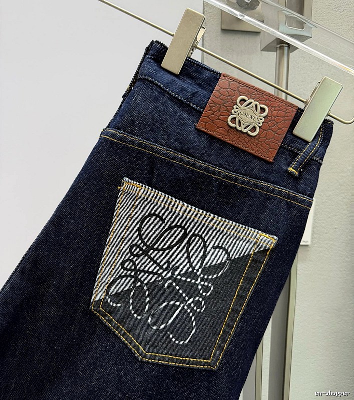 Streetwear Dark Indigo LOEWE Logo Pocket Jeans