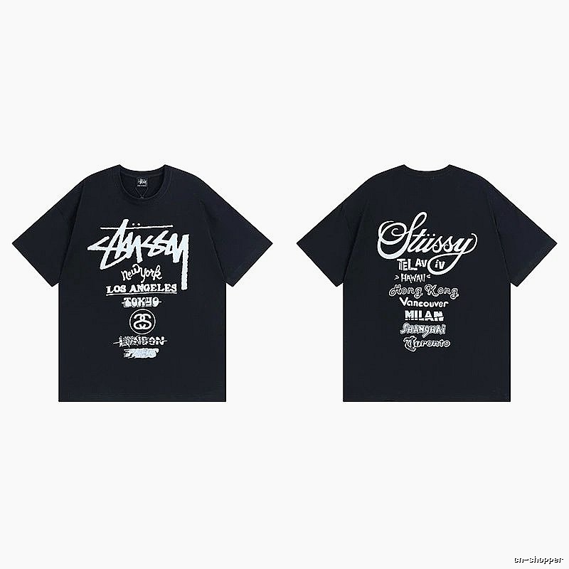 Stussy Black Spider Graphic T-Shirt Bold Graphic Logo