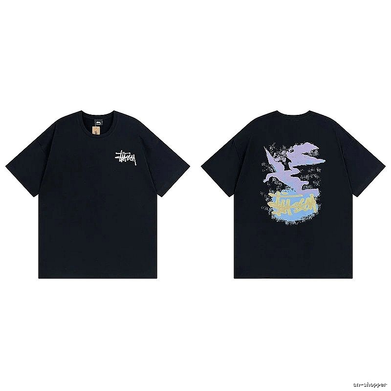 Stussy Black Spider Graphic T-Shirt Training Look Logo