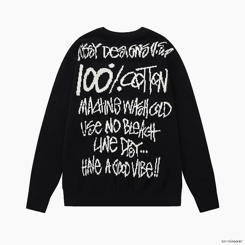 Stussy Black Swirl Graphic SweatShirt Relaxed Styling