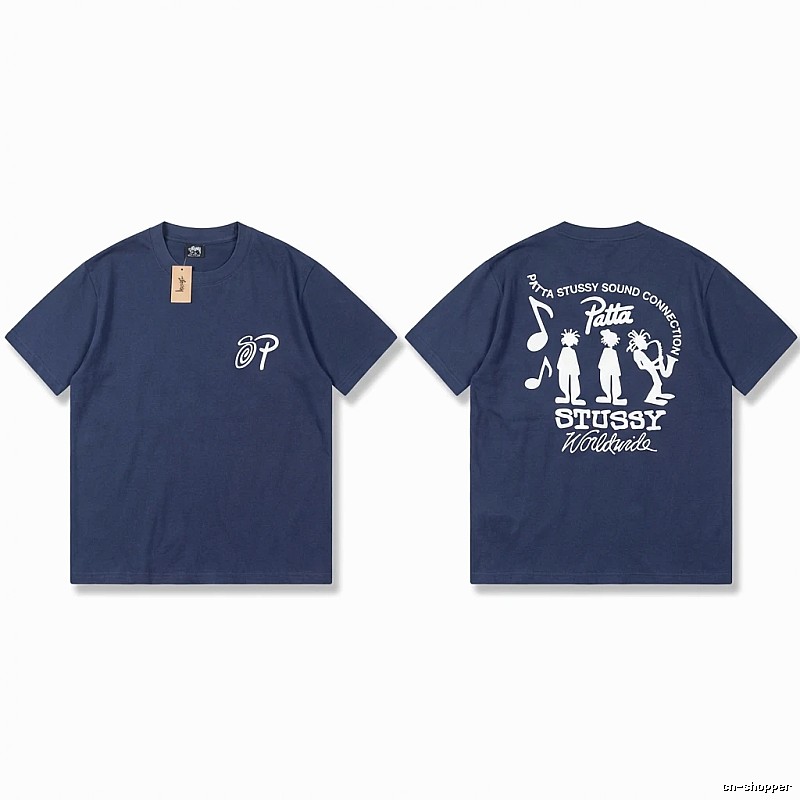 Stussy Co-branded Hip-hop Style Navy Blue T-shirt