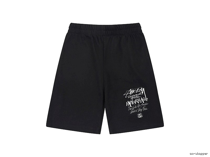 Stussy graffiti-style black shorts