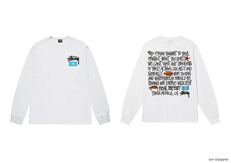 Stussy Ocean Style White Long-sleeve Shirt