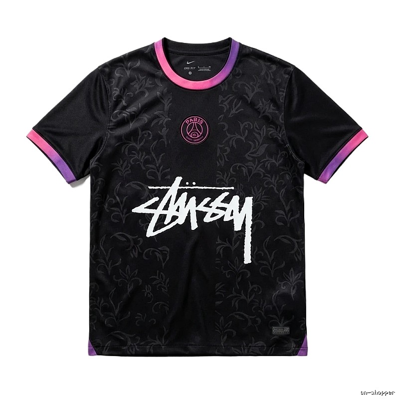 Stussy Paris Co-branded Style Black T-shirt