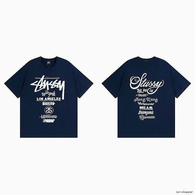 Stussy Simple Logo Finish Spider Graphic T-Shirt Minimal Look
