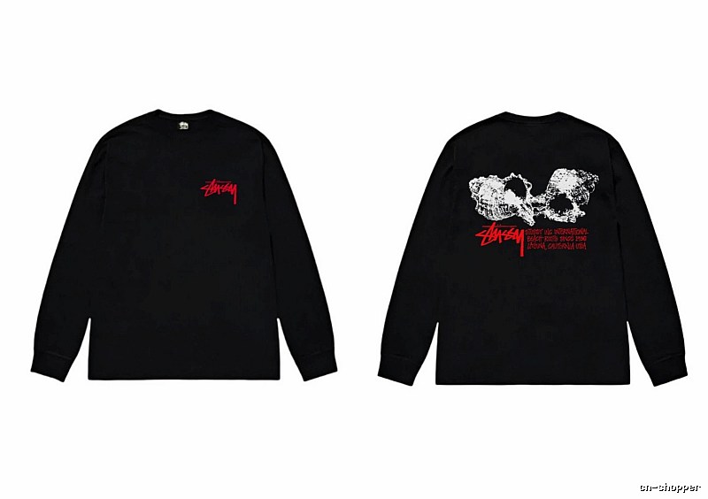 Stussy Skull Print Black Long-sleeve Shirt