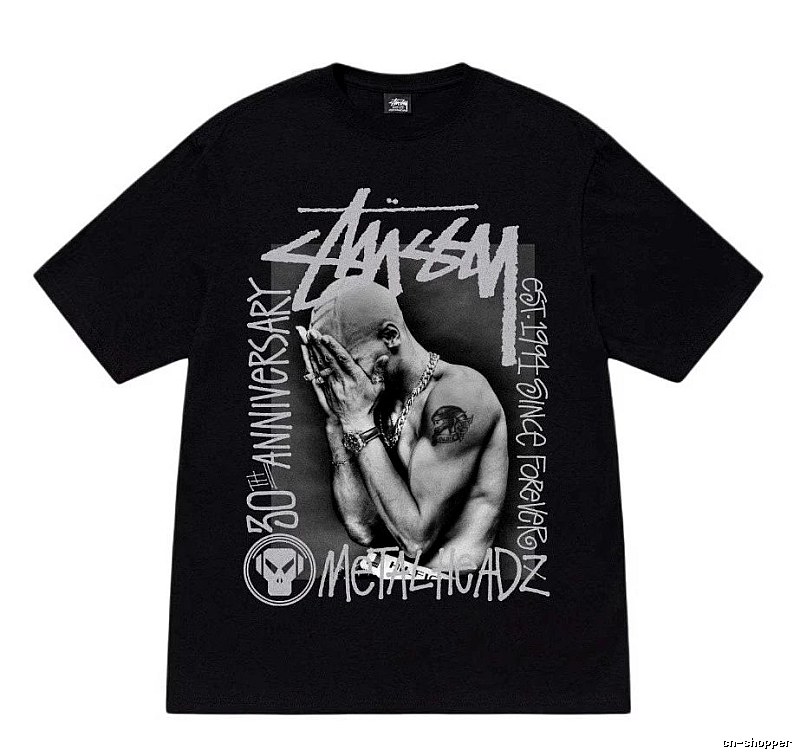 Stussy Statement Graphic T-shirt Black White Stussy for Easy Pairing