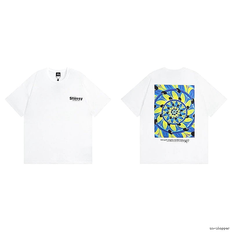 Stussy White Spider Graphic T-Shirt Clean Finish Logo