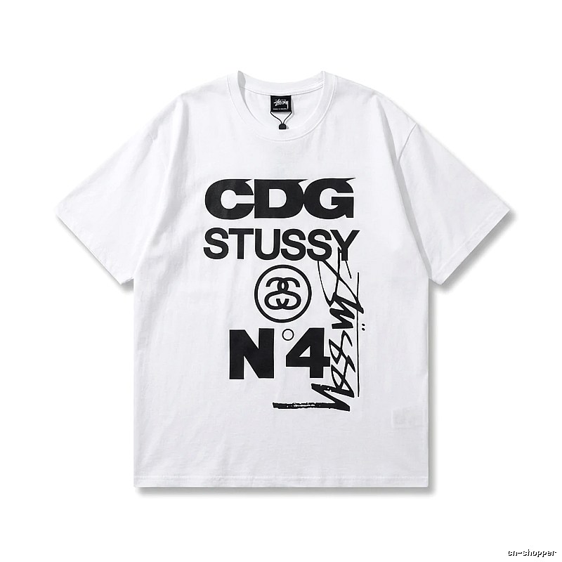 Stussy x CDG collaboration white T-shirt