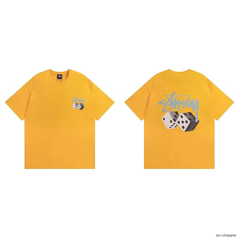 Stussy Yellow Spider Graphic T-Shirt Summer Styling Logo