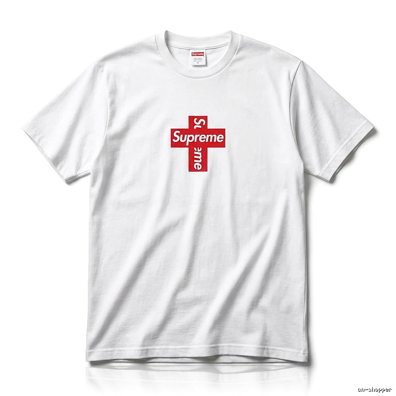 Supreme Cross Trend Brand White T-shirt
