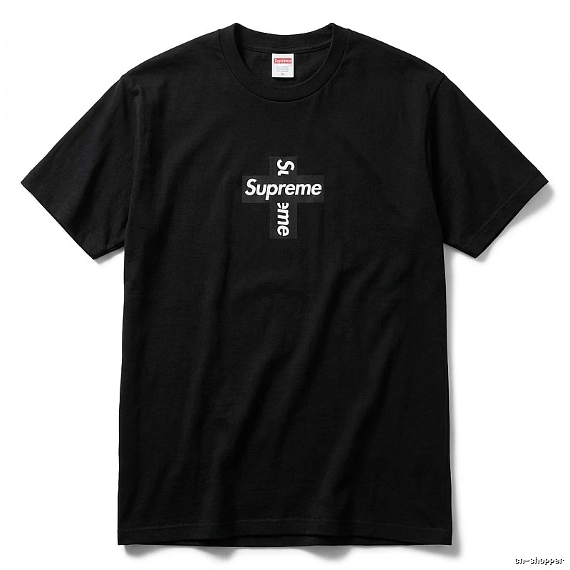 Supreme Cross Trendy brand Black T-shirt