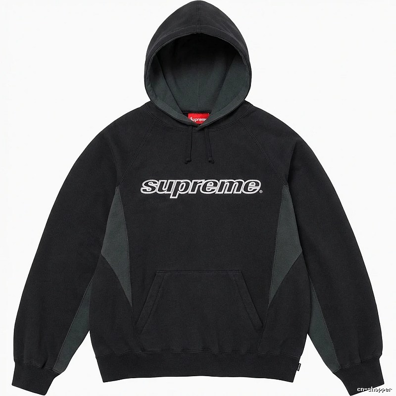 Supreme patchwork-style black hoodie