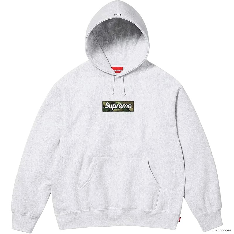 Supreme Patterned Logo hoodie Gray Red Oversized with Polished Detail