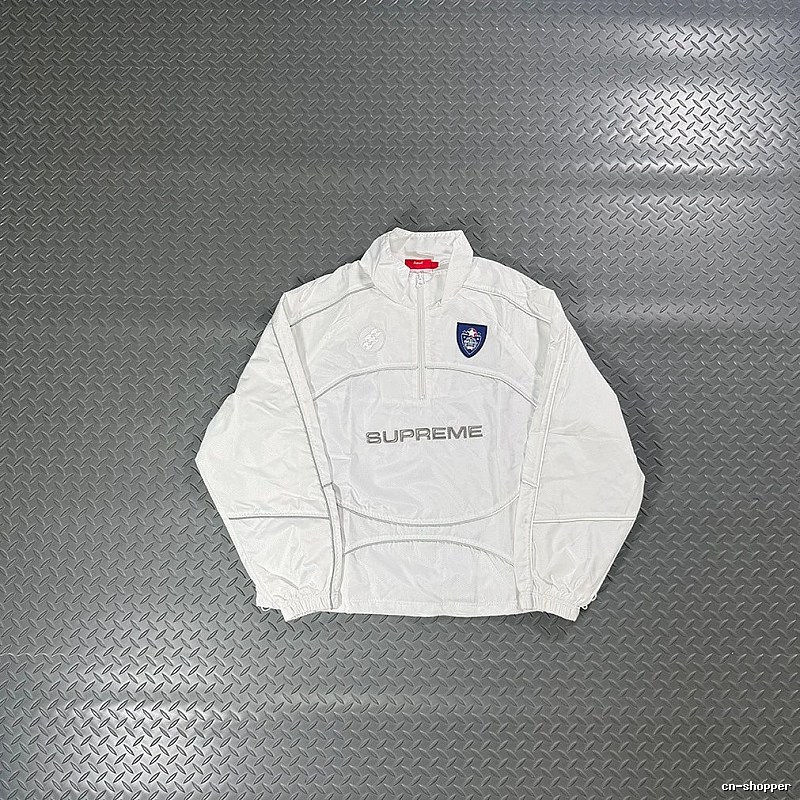 Supreme White Piped Pullover Track Jacket