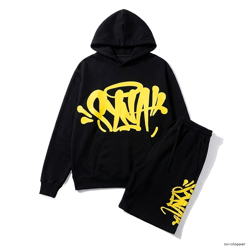 SynaWorld graffiti-style black sweatshirt shorts