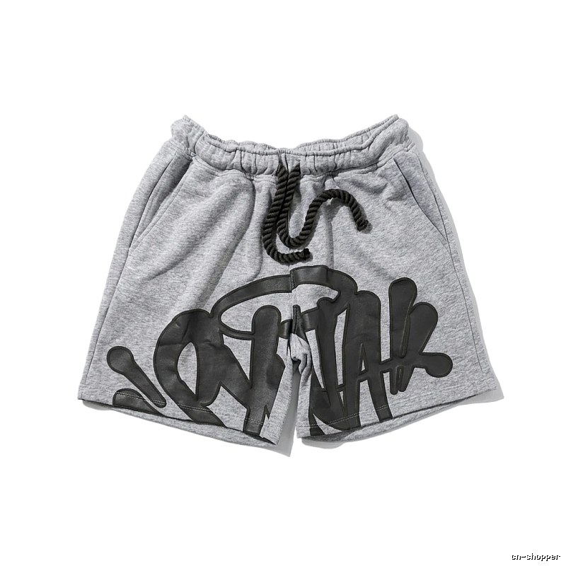SynaWorld graffiti-style gray shorts