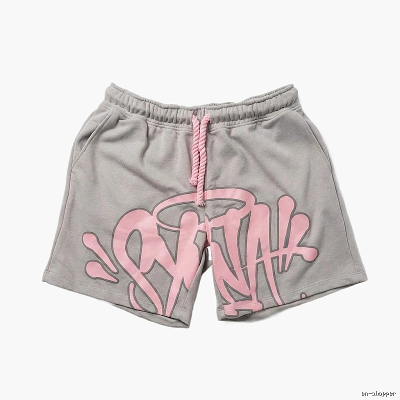 SynaWorld graffiti-style gray shorts