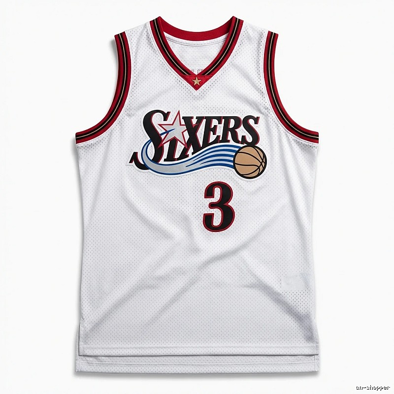 The white basketball uniform of Allen Iverson of the Philadelphia 76ers.