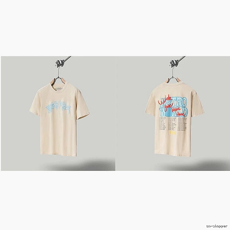 Travis Scott Astro Street Style Apricot Beige Short Sleeve T-Shirt