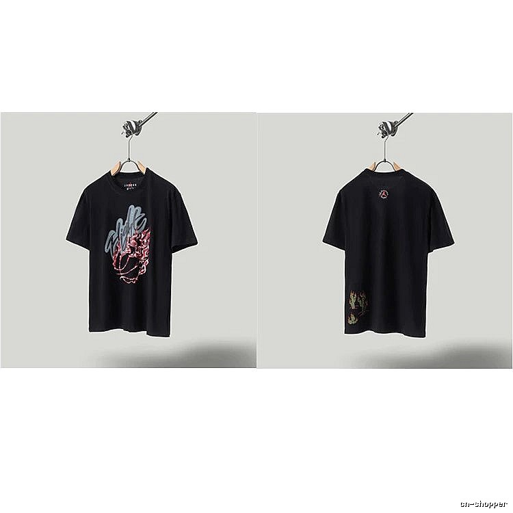 Travis Scott x Air Jordan Graffiti-style Black Short-sleeve T-shirt