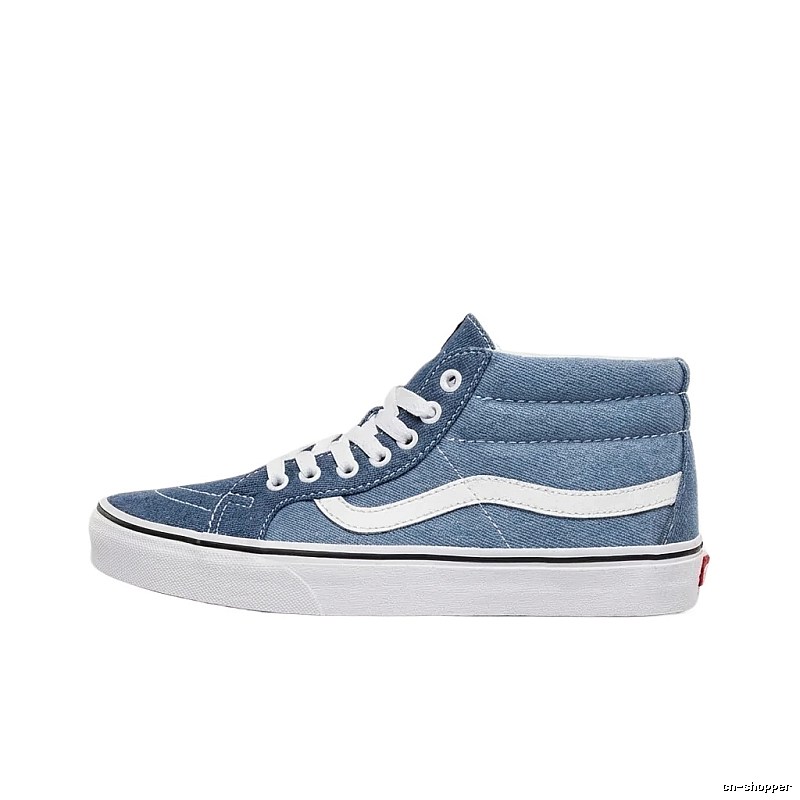 Vans High-top Blue and White Shoes in Denim Style