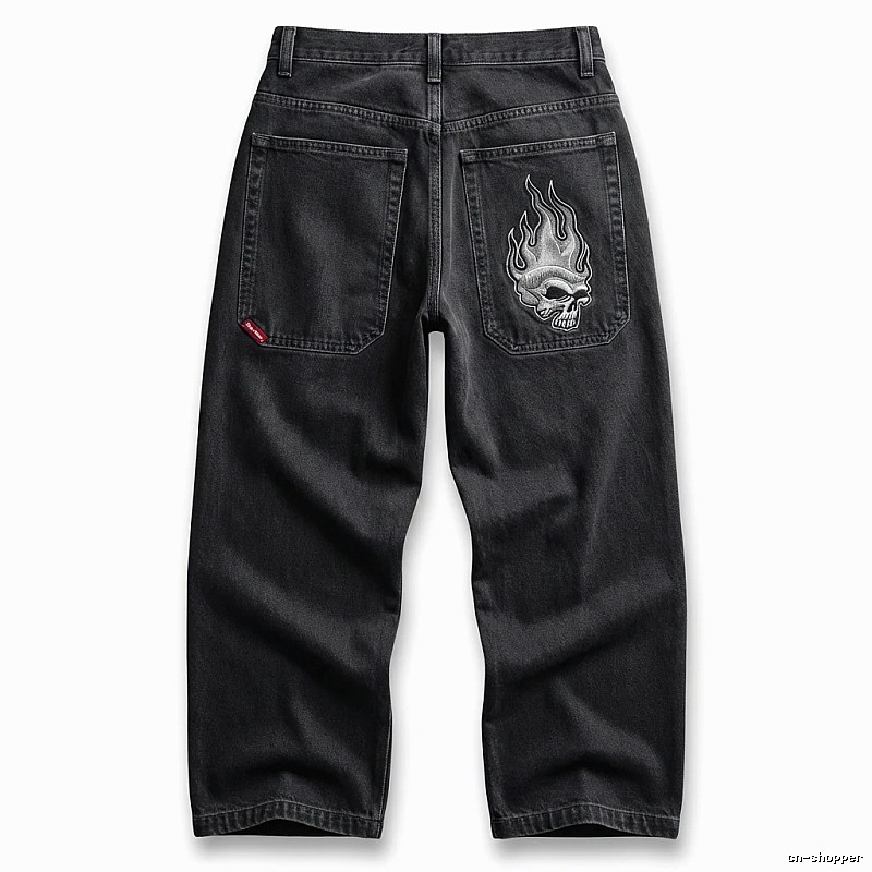 Y2K Fear of God Flame Black Denim Shorts